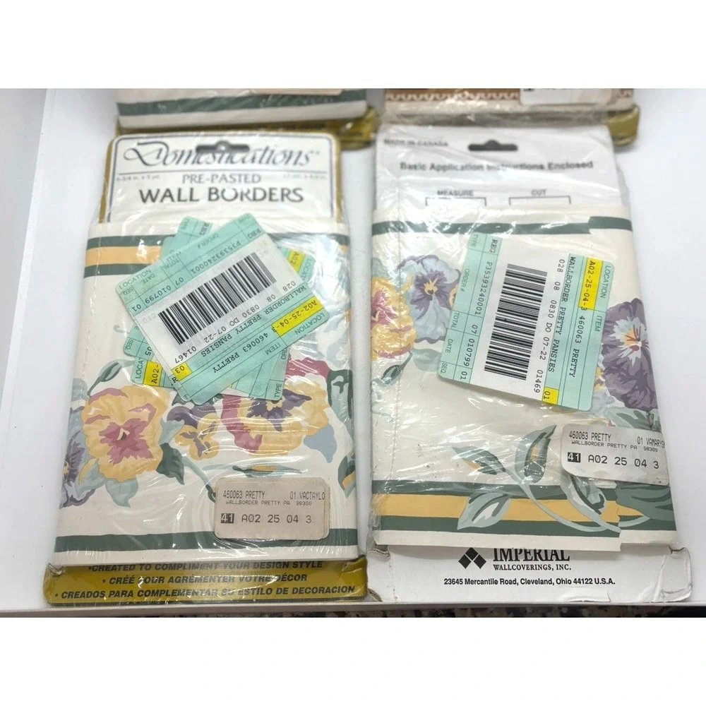 20 Yards Wallpaper Border Floral Pansy & Elenor Patterns 6.75